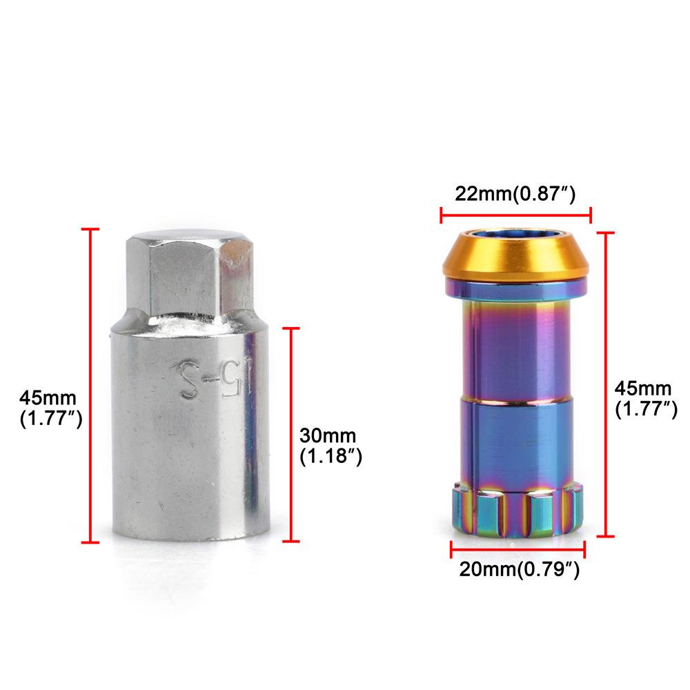 赛车改装母车轮螺母铬钛合金涂层防盗耳螺母锁具M12x1.25 M12x1.5