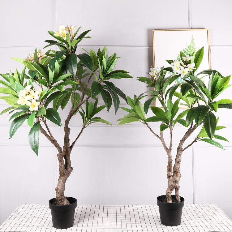 现货仿真鸡蛋花树民宿植物庭院造景假树盆栽假绿植仿真花树真