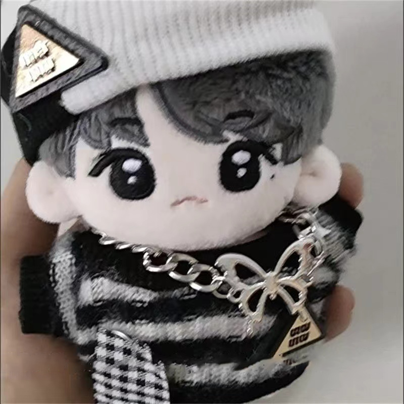 10cm娃项圈爱豆同款娃衣黑白条纹套装发带卫衣吉他项链全套明星公