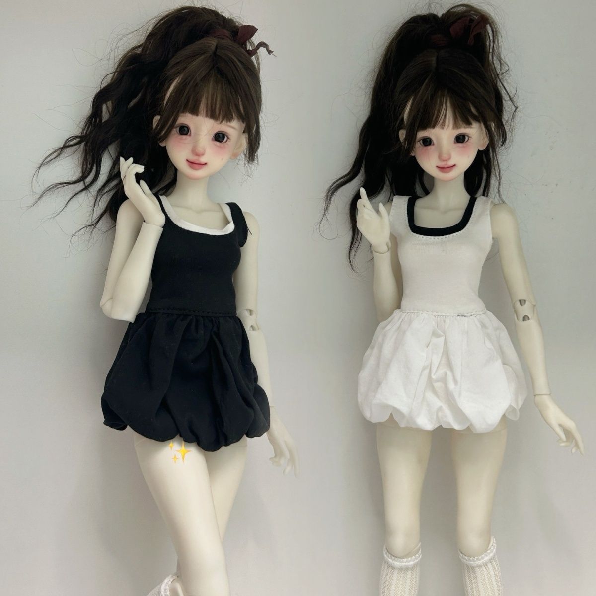 四分娃衣bjd六分连衣裙纯欲背心裙41白色无袖超短花苞裙休闲短裙