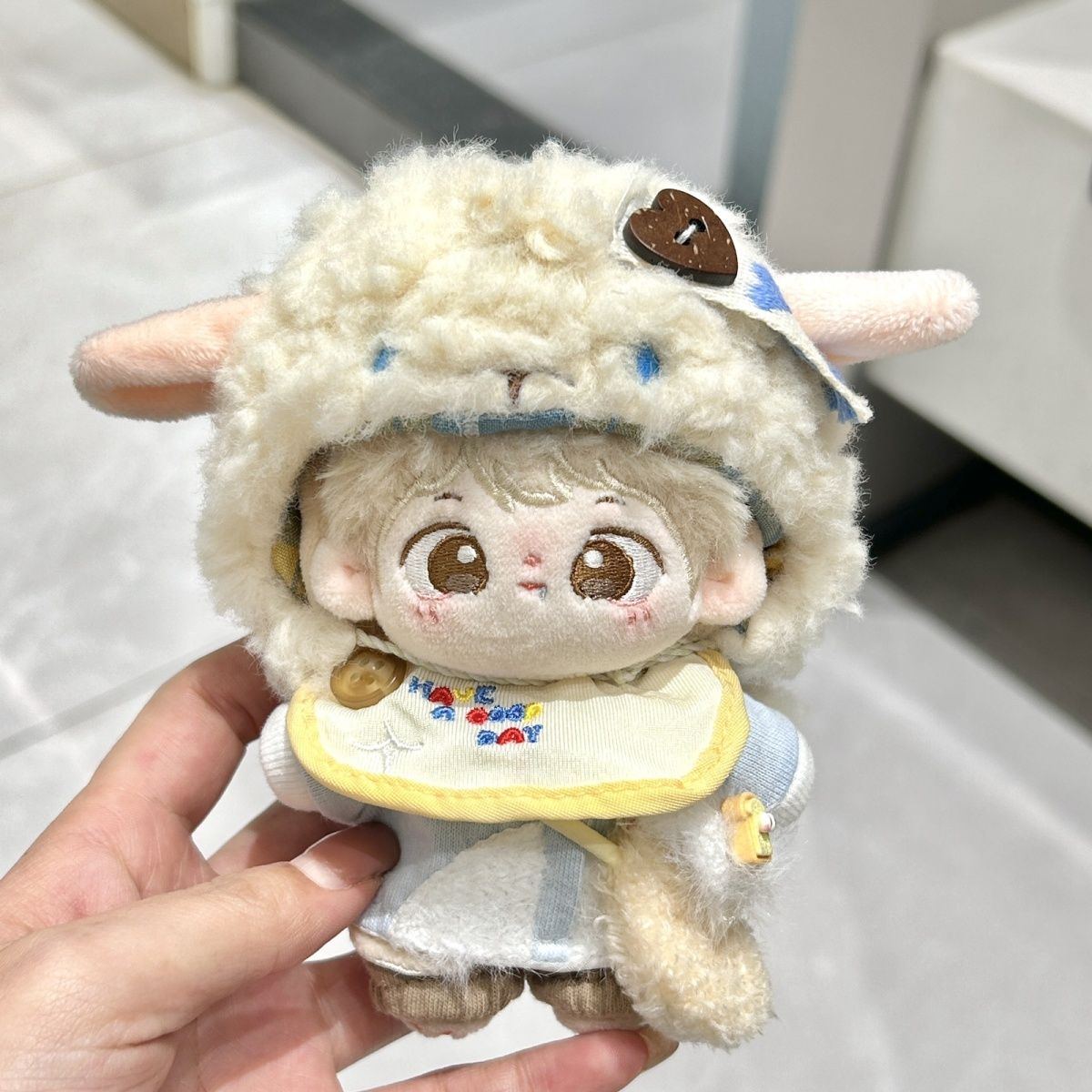 10厘米娃衣10cm棉花娃娃可爱小羊10cm卡通衣服奶呼呼羊头毛绒换装