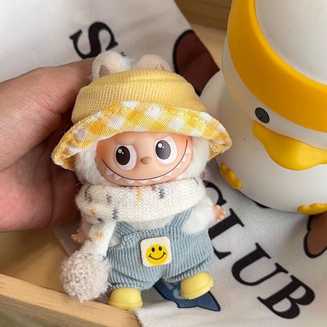 拉布布娃衣labubu可爱4代毛绒玩具布布衣服背带裤帽子围巾套装4.0