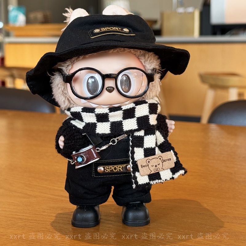 labubu娃衣前方高能3.0一二三代拉布布衣服秋冬帽子围巾休闲套装