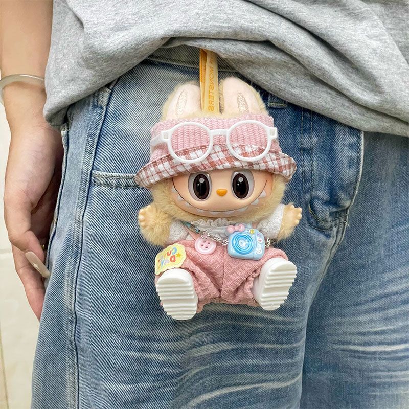 labubu娃衣拉bu一二三代通用17cm搪胶公仔衣服套装帽子配饰坐坐公