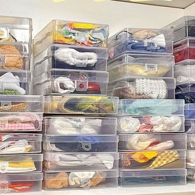 娃衣收纳棉花娃服ins透明长方形塑料盒子bjd20cm整理盒