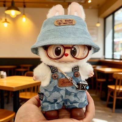 labubu第三代娃衣前方高能3.0平静17cm一二三代通用牛仔少年背带