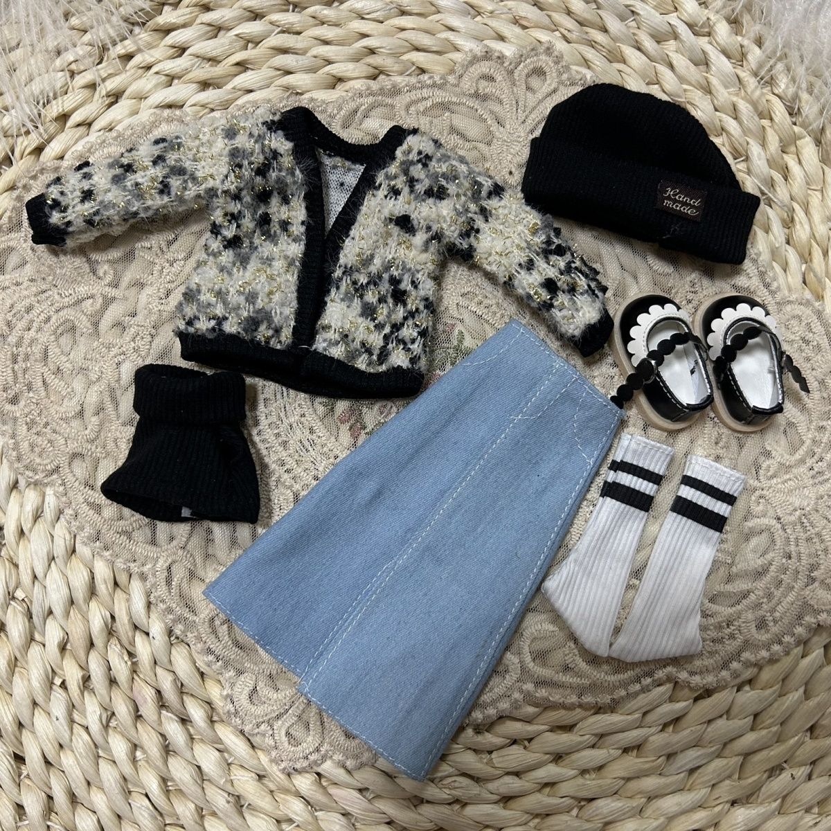 bjd娃衣6分套装外套毛衣背心牛仔裙帽子30cm胖体娃服清仓包邮