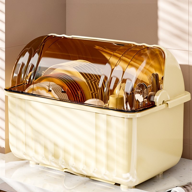 碗筷收纳盒放碗碟收纳架厨房装餐具家用I防尘置物架带盖沥水碗柜