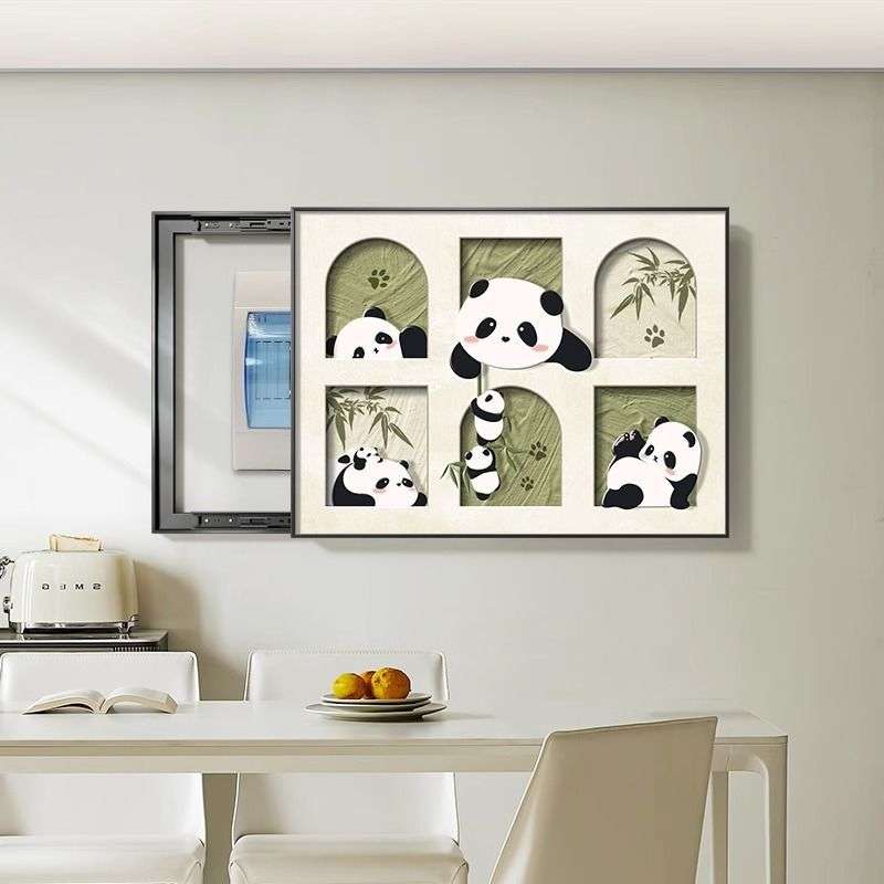 跨境电表箱液压装饰画餐厅奶油风配电箱壁画客厅遮挡电源盒挂画