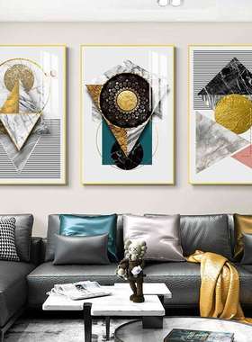 深圳大芬油画村的画现代简约客厅装饰画三联画橙色抽象壁画挂画