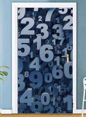 MT177三维立体数字仿真门贴 创意木门翻新贴 防水玻璃橱窗墙贴纸