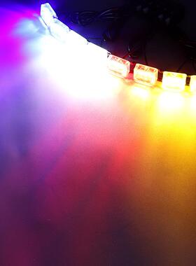 汽车LED中网爆闪灯一拖八超亮强光中网警示灯开道红蓝爆闪日行灯