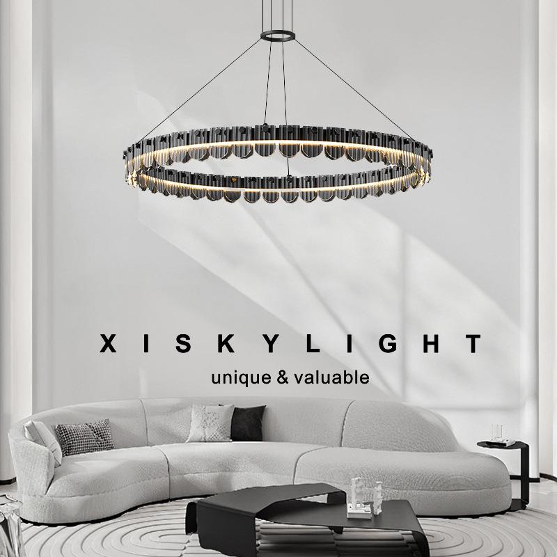 意式极简客厅吊灯现代简约高端设计感玻璃主卧室书房复式别墅楼灯