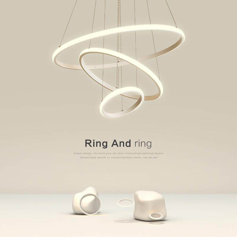 餐厅吊灯简约现代北欧网红艺术吧台饭厅餐桌极简圆环形led灯具