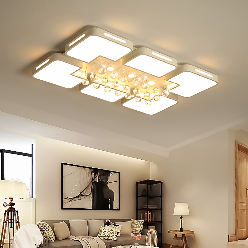 客厅灯大气简约水晶轻奢后现代卧室餐厅2023新款led吸顶灯具套餐