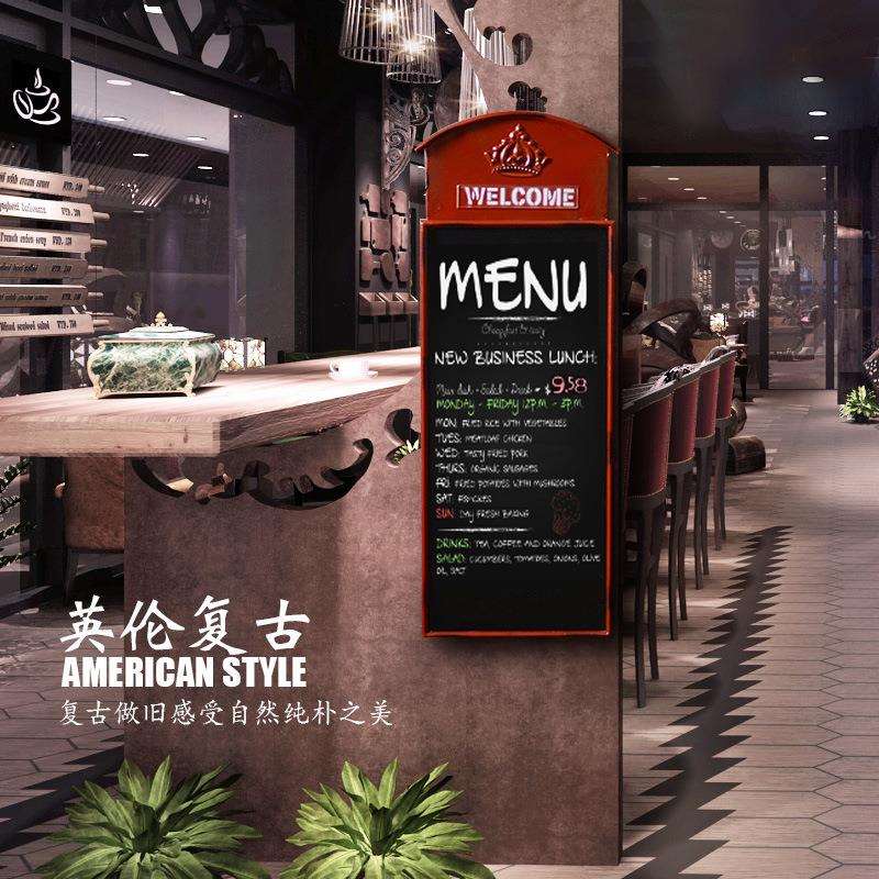 复古怀旧铁皮电话亭告示牌壁挂店铺饭店装饰留言板墙面创意小黑板