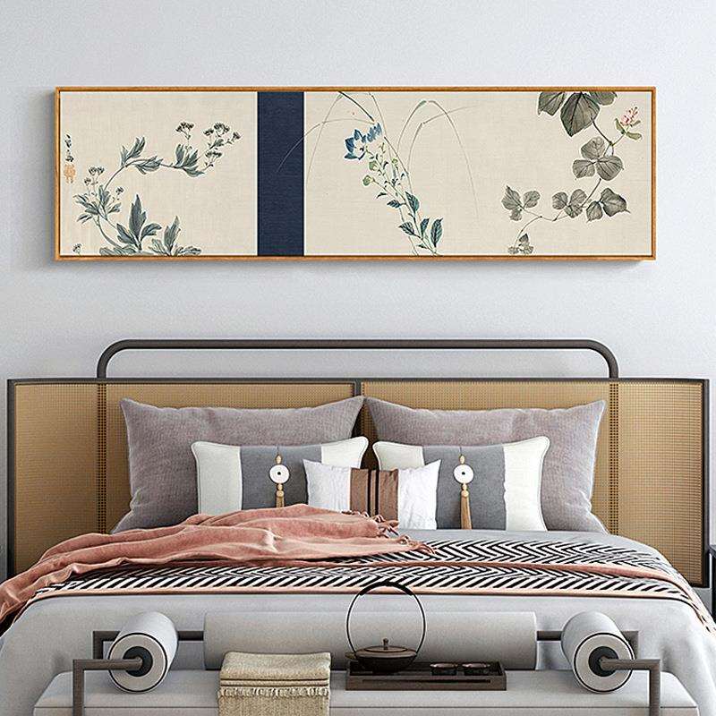 趁取风光新中式禅意卧室装饰画床头墙画老人房间挂画横幅花鸟古风