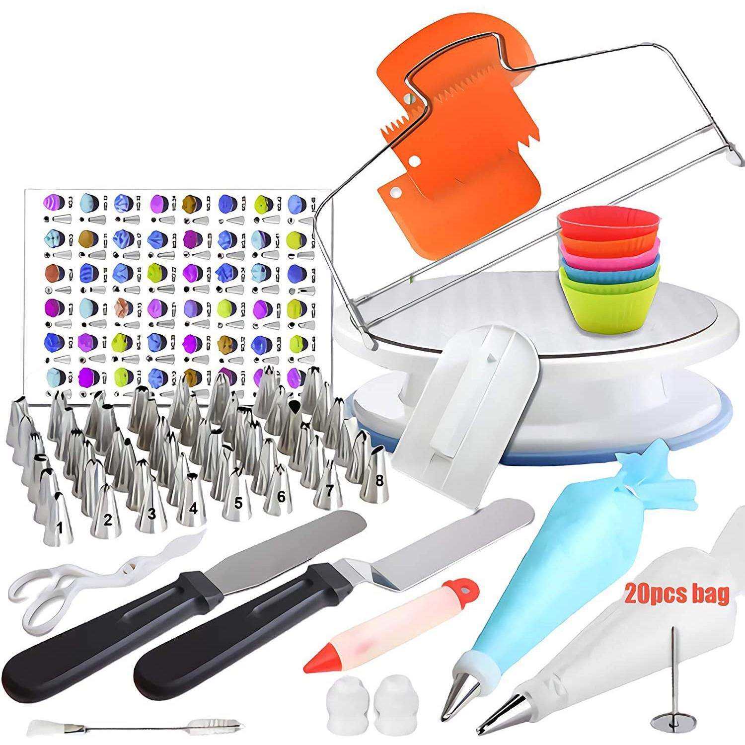 厂家直销 90件套蛋糕转台套装 裱花嘴分层器玛芬杯 烘焙工具套装