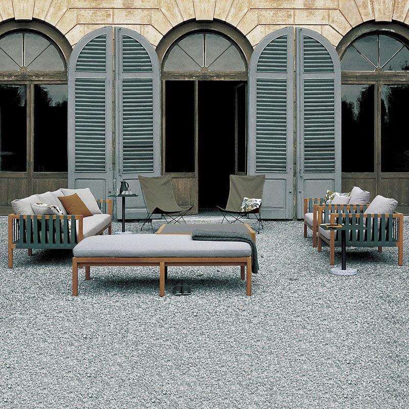 实木户外沙发露天花园别墅院子进口柚木藤艺沙发露台躺椅茶几躺床