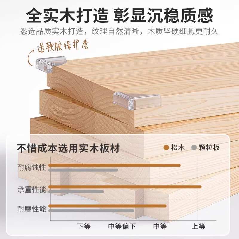 实木书架落地置物架儿童松木收纳柜子储物柜靠墙学生家用书柜带门