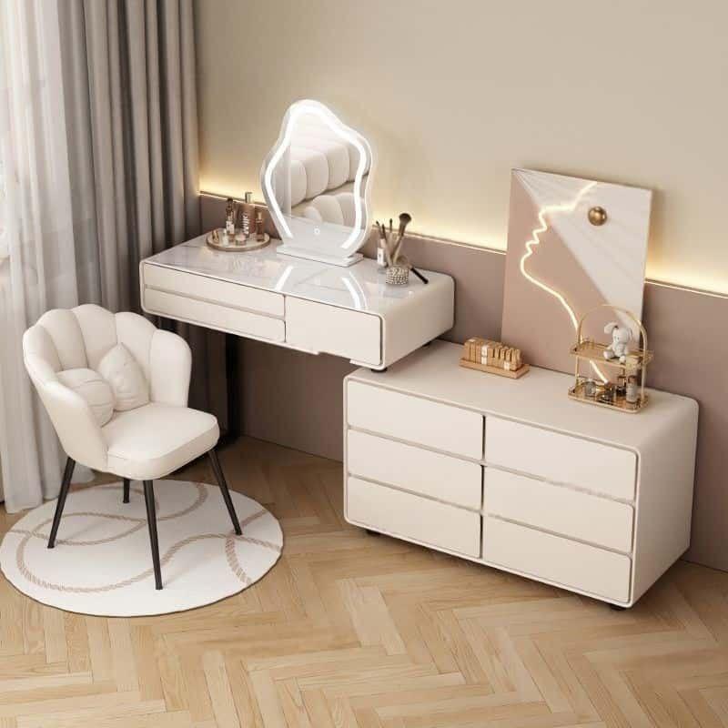 轻奢智能梳妆台无线充电北欧卧室化妆台现代简约多功能公主化妆桌
