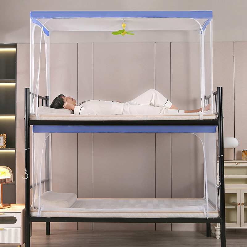 学生宿舍蚊帐厂上下铺防蚊防尘防摔支架三开门遮光帘寝室1米2床