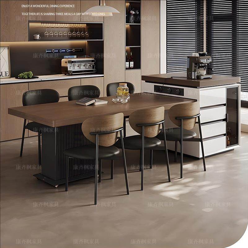 意式极简全托挂边岩板岛台餐桌一体家用可伸缩高级轻奢风导台餐椅,住宅家具,岛台,淘宝优惠券,粉丝福利购,淘宝优惠卷