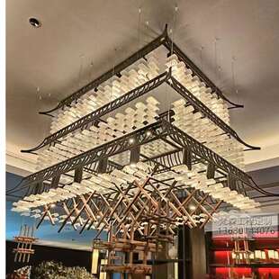 设计师中式房子宫殿灯鸟巢实木仿古建筑灯屋檐民宿茶室瓦片屋子灯