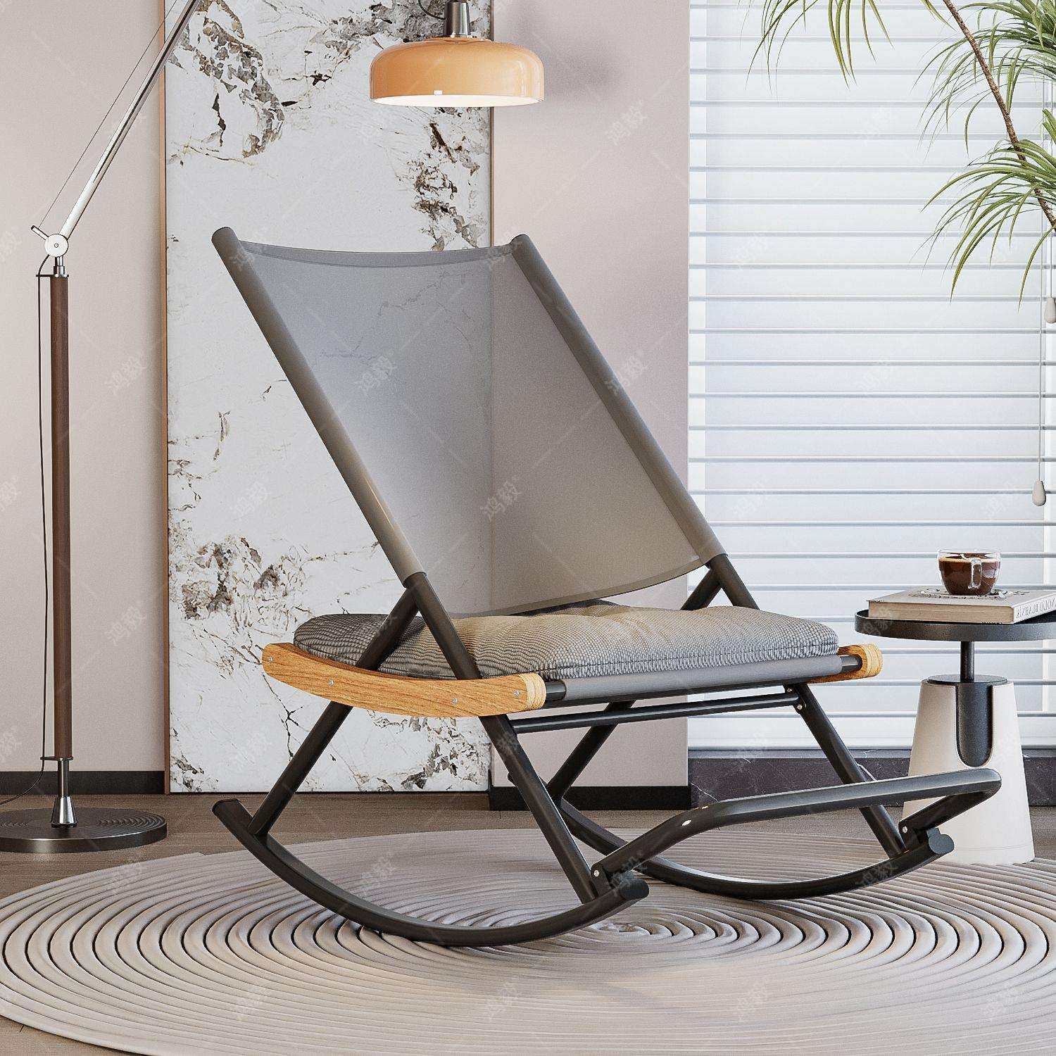 舒适摇摇椅午休椅可折叠脚踏躺椅家用阳台庭院休闲椅轻便夏日凉椅