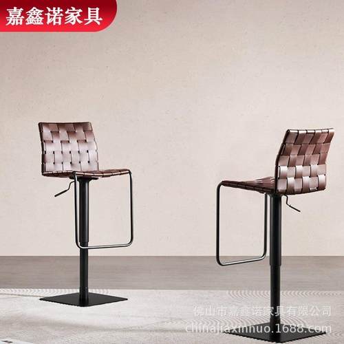 酒店大堂高脚椅前台椅现代网红吧凳旋转升降马鞍皮酒吧椅Barstool