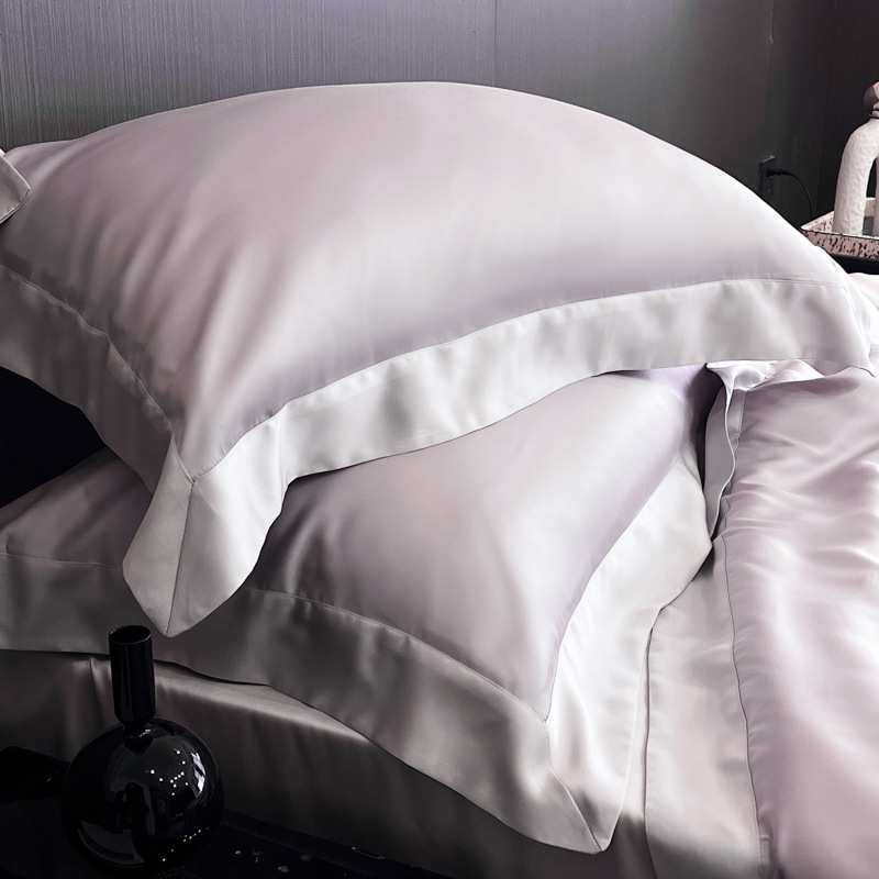 极简80S兰精天丝四件套丝滑凉感宽边被套冰丝夏季裸睡床笠床品