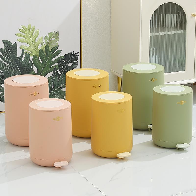 脚踏式带盖带内桶卫生桶塑料垃圾桶家用客厅卧室厨房卫生间废纸桶