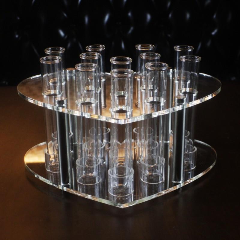 可定亚克力试管插花架 插花瓶 酒杯架制作 12孔X21mm 玻璃试管架