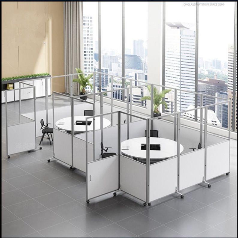 亚克力透明简约屏风办公室机场玻璃可移动折叠车间客厅磨砂隔断墙