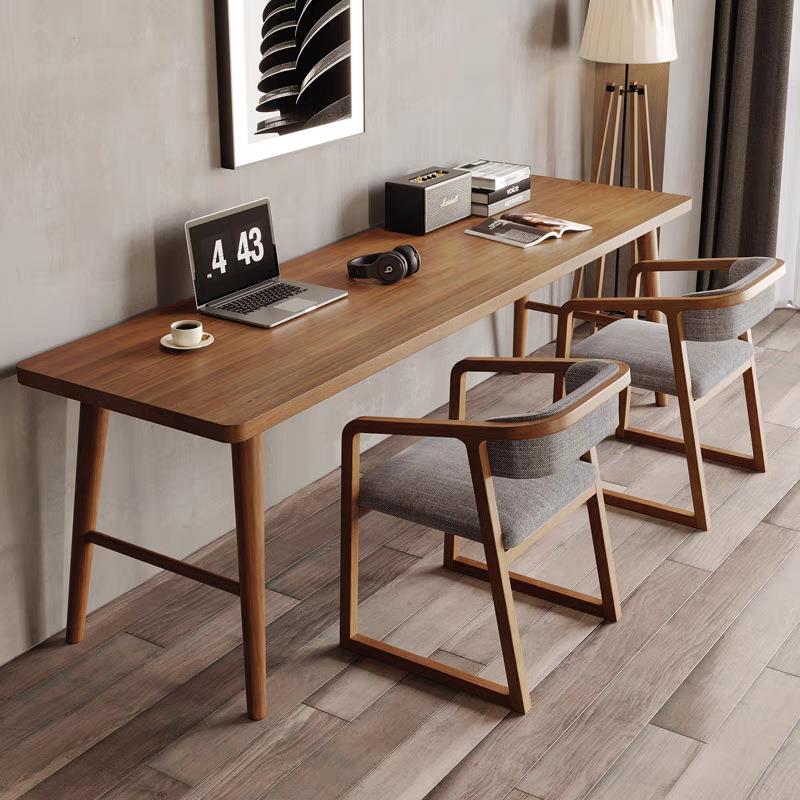 北欧风实木书桌办公桌书房靠墙长条桌学生写字桌学习书桌桌椅组合