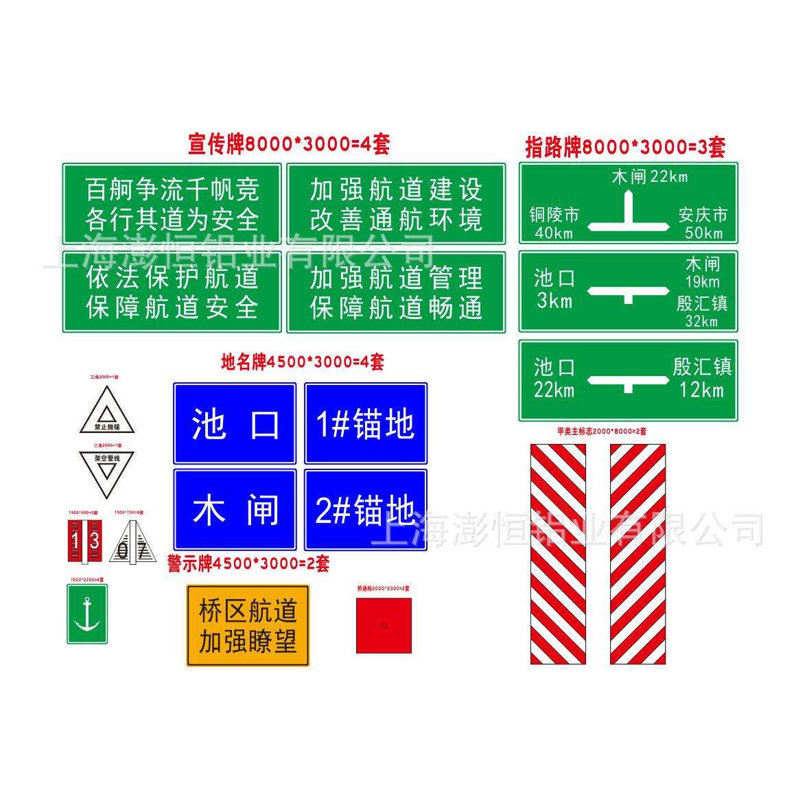 锚地标左岸右岸侧面标牌航道标志牌宣传牌地名牌警示牌内河助航标
