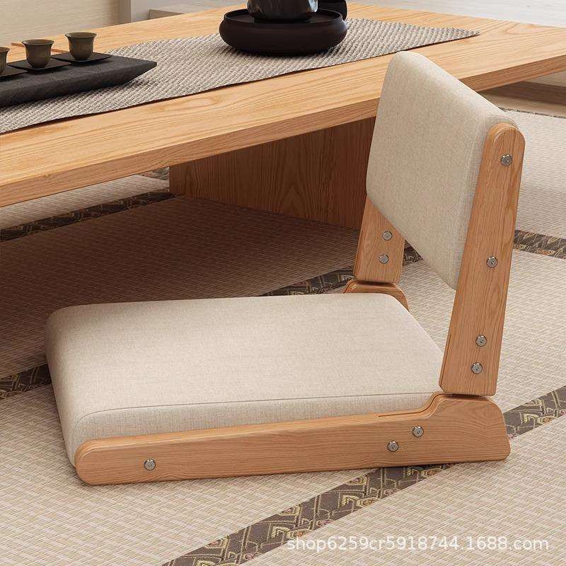 懒人宿舍座椅床上和室椅实木日式榻榻米无腿靠背折叠椅子