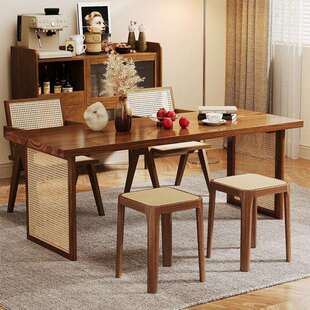 实木凳子家用可叠放藤编板凳结实耐用小方凳餐桌客厅备用矮凳椅子