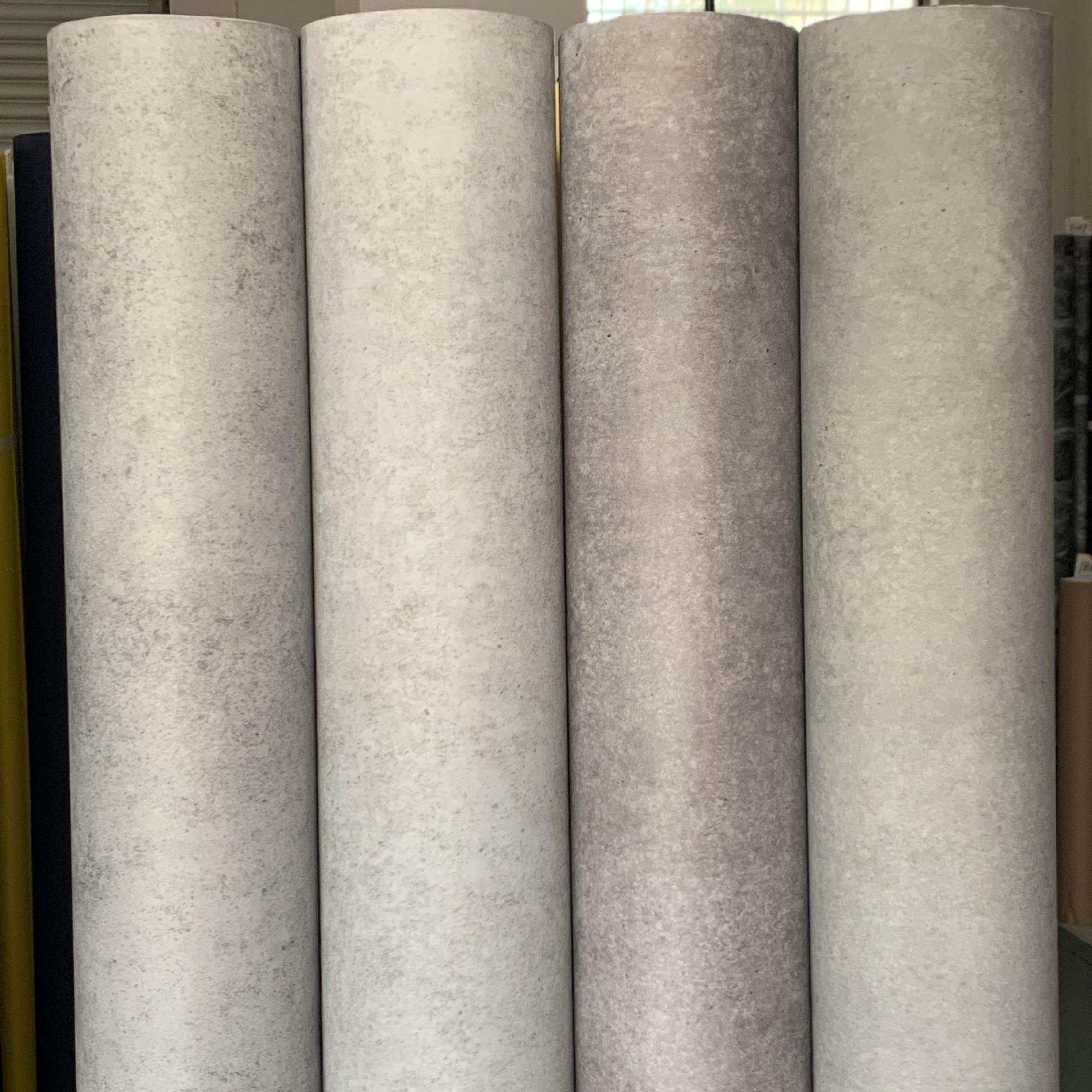 加厚水泥灰pvc背胶自粘墙纸复古哑光壁纸展柜展厅装饰膜波音软片