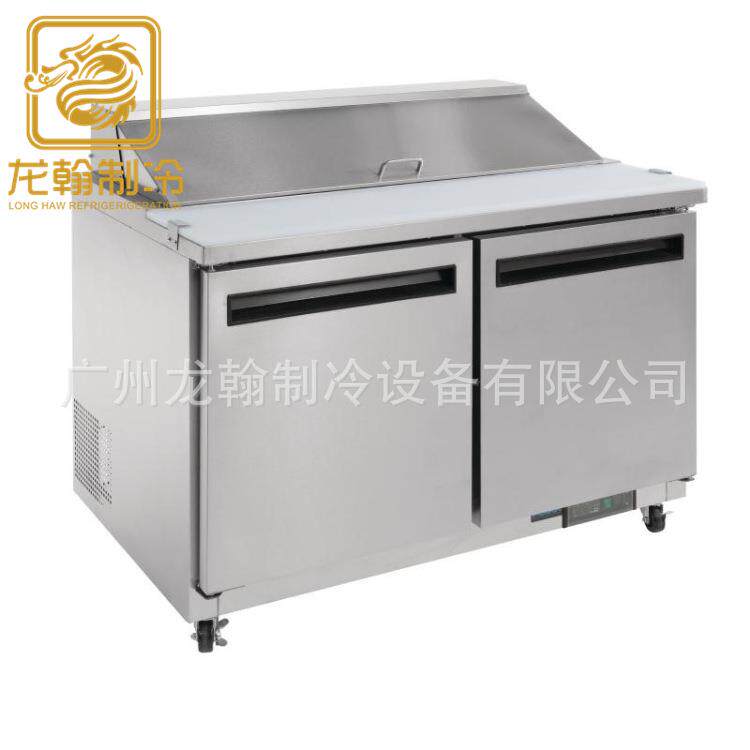 美款 双门不锈钢冰箱 风冷工作台 美式沙拉台 披萨一体式操作台