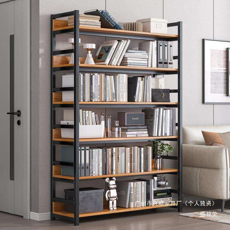 靠墙简易书柜图城环铁艺家用收纳书架货架客厅多层架子落地置物架