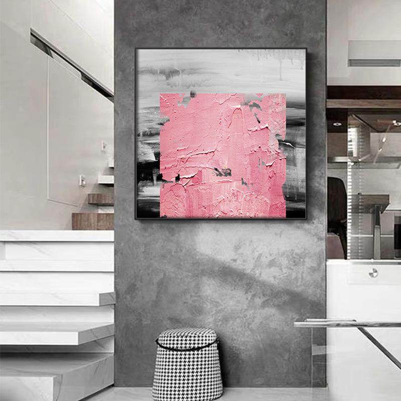 后现代工业风脏粉色抽象色块玄关装饰画客厅壁画民宿办公室工装画