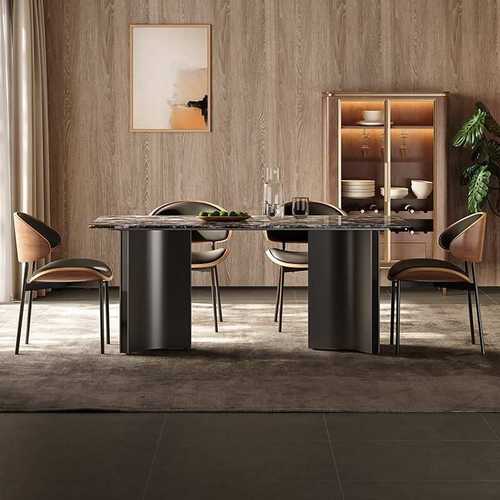 超晶石餐桌椅天然奢石简约餐桌现代高端饭桌组合家用长方形吃饭桌