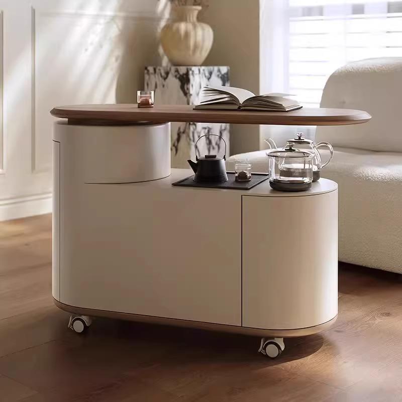 2025新款时尚客厅实木茶几茶台泡茶一体多功能家用旋转小户型
