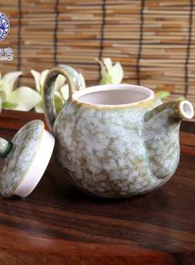 德化苏氏陶瓷窑变G76109绿釉茶具绿点茶具套组石头茶具厂家