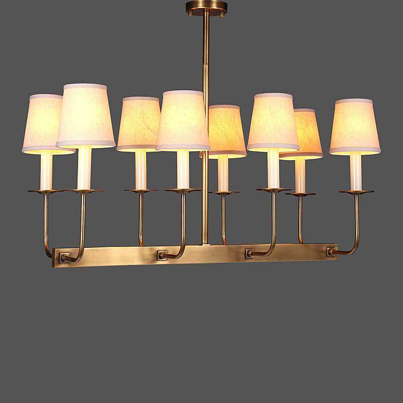 北欧全铜美式乡村现代简约吸吊两用灯长方形餐厅餐桌灯卧室吊灯