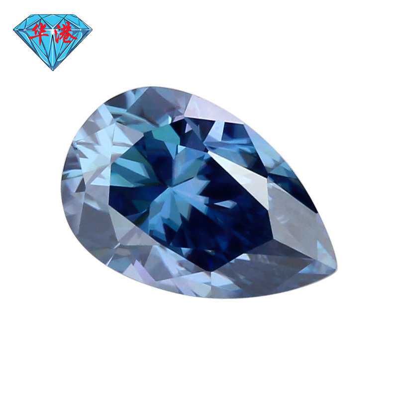 华港宝石 彩色梨形莫桑钻裸钻 水滴形戒面莫桑石首饰主石裸石