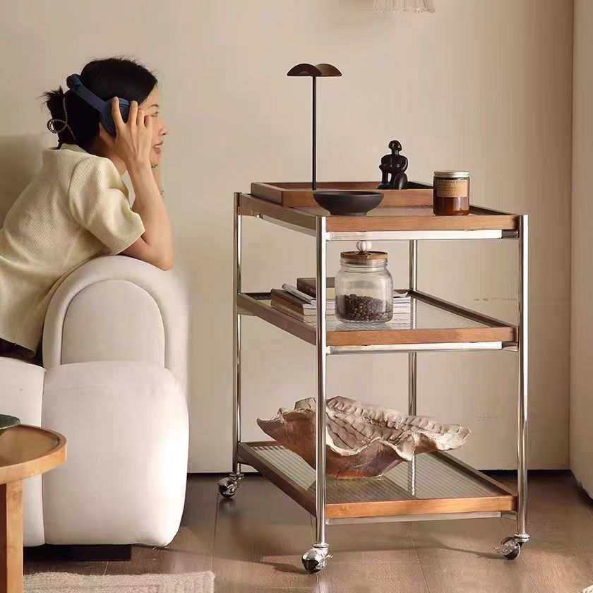 可移动沙发柜复古茶边几桌子玻璃小推车家用客厅床头收纳置物架,3C数码配件,USB灯,淘宝优惠券,粉丝福利购,淘宝优惠卷