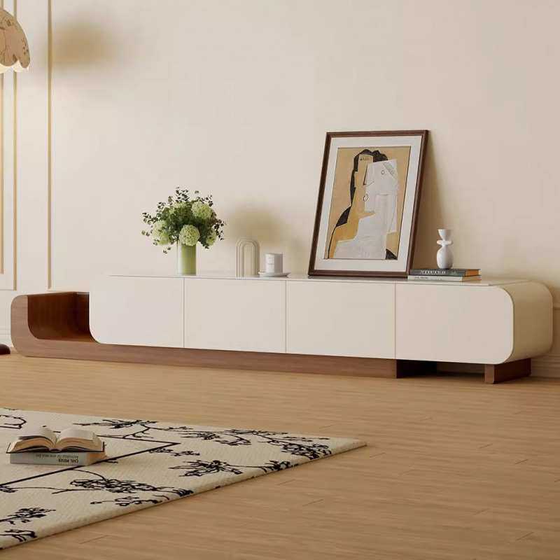 中古风简约家用可伸缩微晶石电视柜客厅家用法式复古小户型落地款