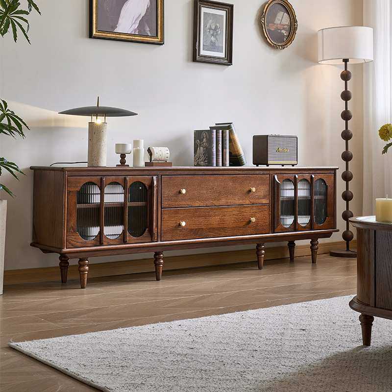 中古风实木地柜红橡木影视柜轻奢茶几电视柜家用客厅家具厂家,3C数码配件,USB灯,淘宝优惠券,粉丝福利购,淘宝优惠卷